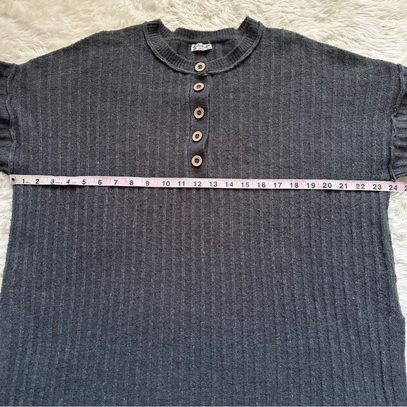 Free People Sweater Around The Clock Pullover Ribbed Charcoal Gray XS - Picture 9 of 11